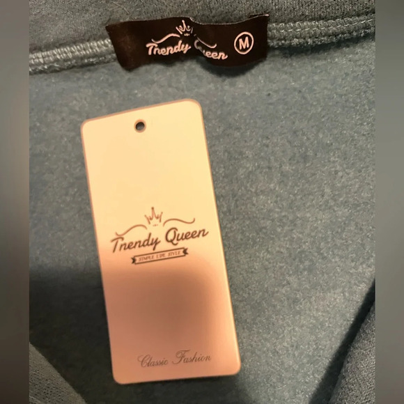 Sz M Trendy Queen Sweatshirts Half Zip Pullover Quarter Zip oversized bluegreen - Picture 5 of 5